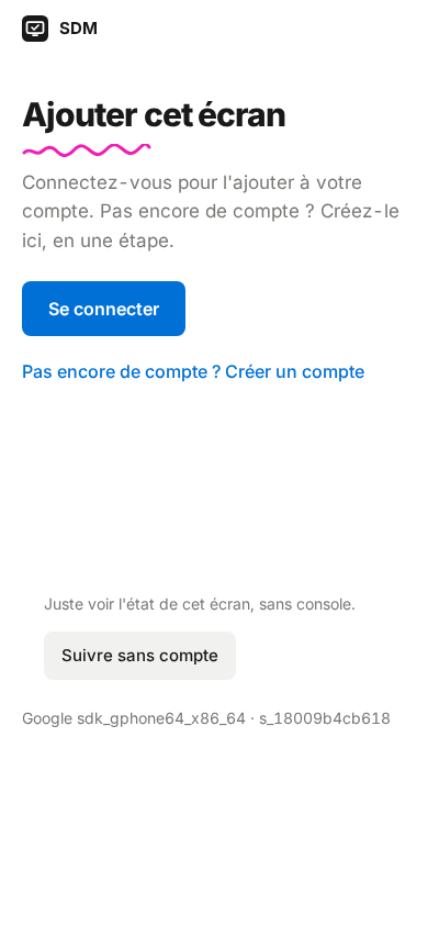 Page « Ajouter cet écran », sans session
